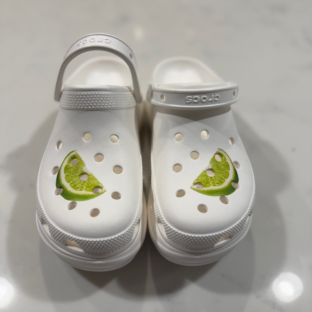 CROCS White Clog Sandals with‎ Lime